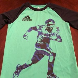 Boys Adidas Green and Black Dri Fit Shirt. Size 7